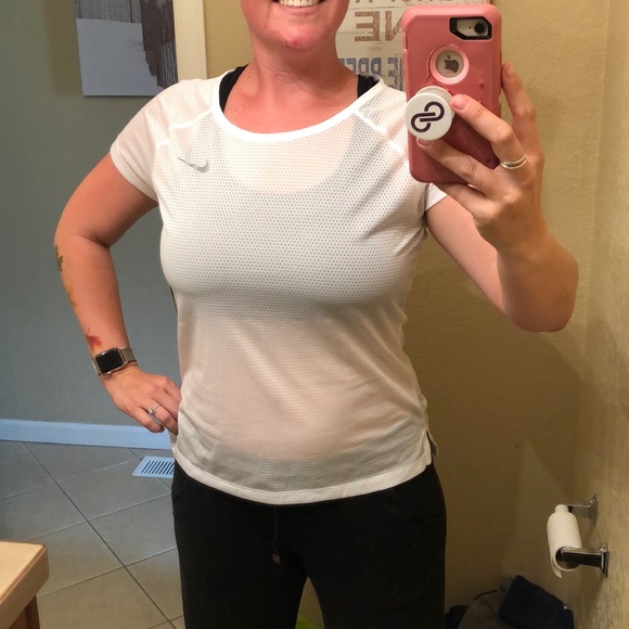 Nike White Running Open Racerback Breathe Top M - Picture 12 of 13